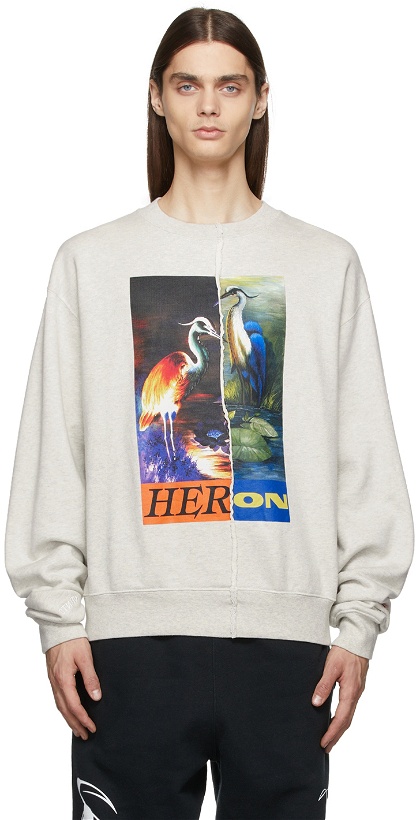 Photo: Heron Preston Grey Split Herons Sweatshirt