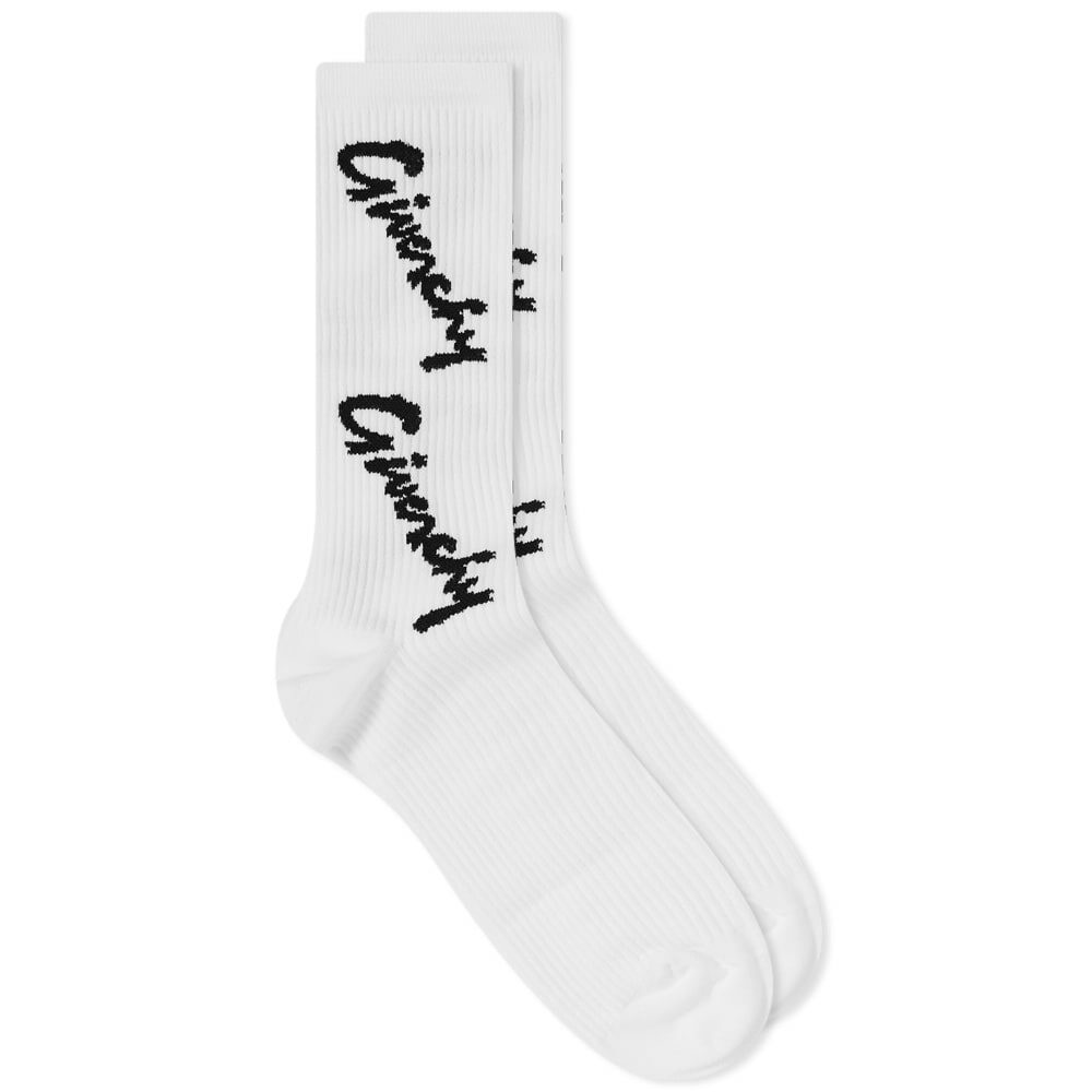 Givenchy Men's Signature Logo Sock in White/Black Givenchy