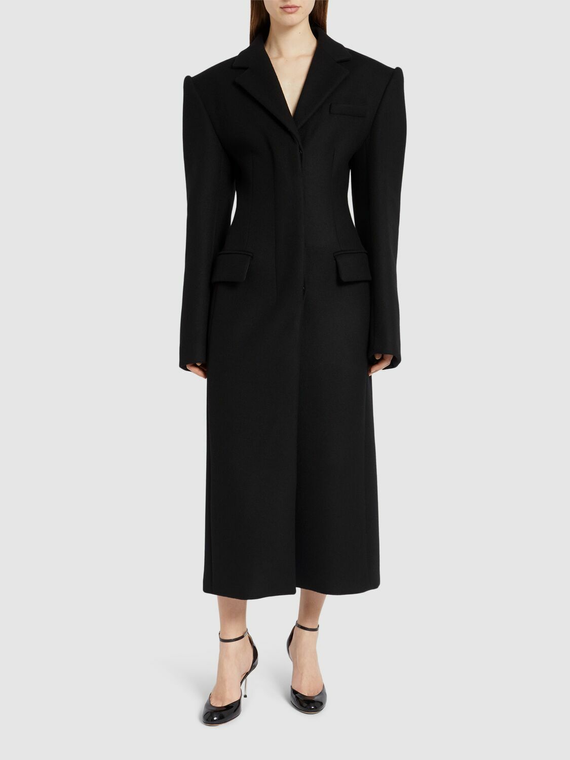 コート SPORTMAX WOOL LONG COAT Pure wool trench coat, black | Sportmax