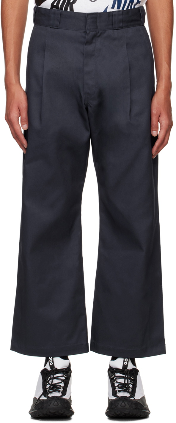 FUMITO GANRYU Navy Dickies Edition Side Slit Trousers