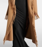 Balenciaga Fringed wool wrap coat