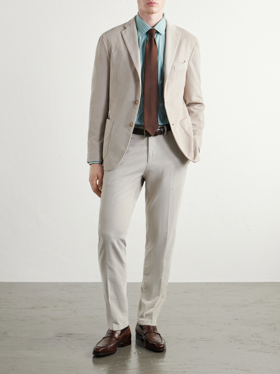 Boglioli - Straight-Leg Cotton-Blend Corduroy Suit Trousers - Neutrals