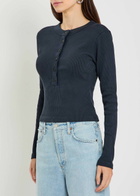 Citizens OF Humanity Varra Ribbed Cotton-blend Henley top Navy