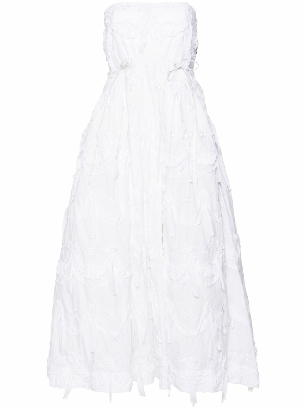【Simone Rocha】floral embroidery dress Floral embroidered tulle midi dress in black - Simone Rocha