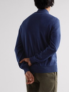 Canali - Suede-Trimmed Cotton Half-Zip Sweater - Blue