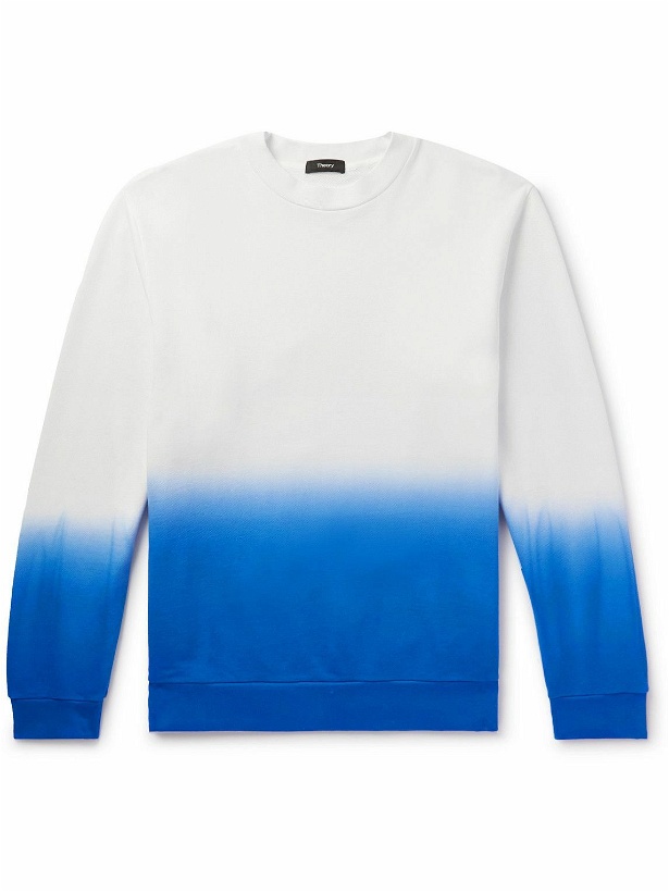 Photo: Theory - Two-Tone Pima Cotton-Jersey Sweatshirt - Blue