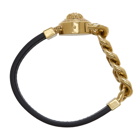 Versace Black and Gold Leather Medusa Bracelet