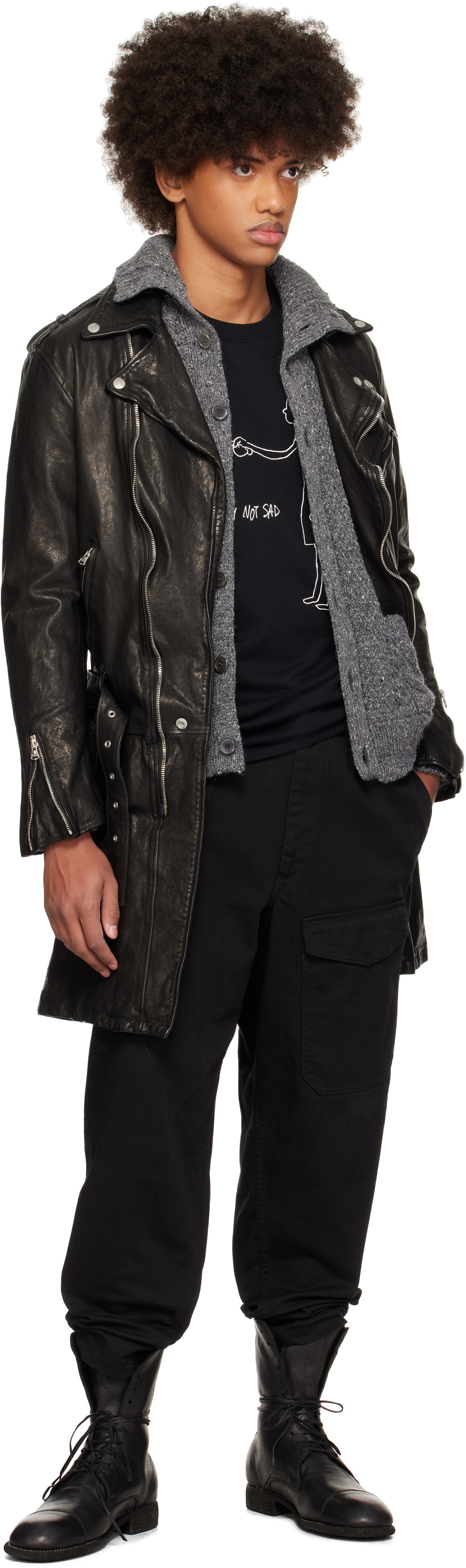YOHJI YAMAMOTO Black Backlash Furniture Riders Leather Jacket