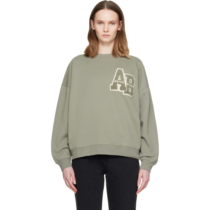 Photo: ANINE BING Green Miles Letterman Sweatshirt