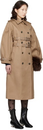 GANNI Beige Bonded Cotton Trench Coat