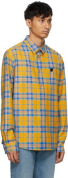 We11done Yellow Check Logo Print Shirt