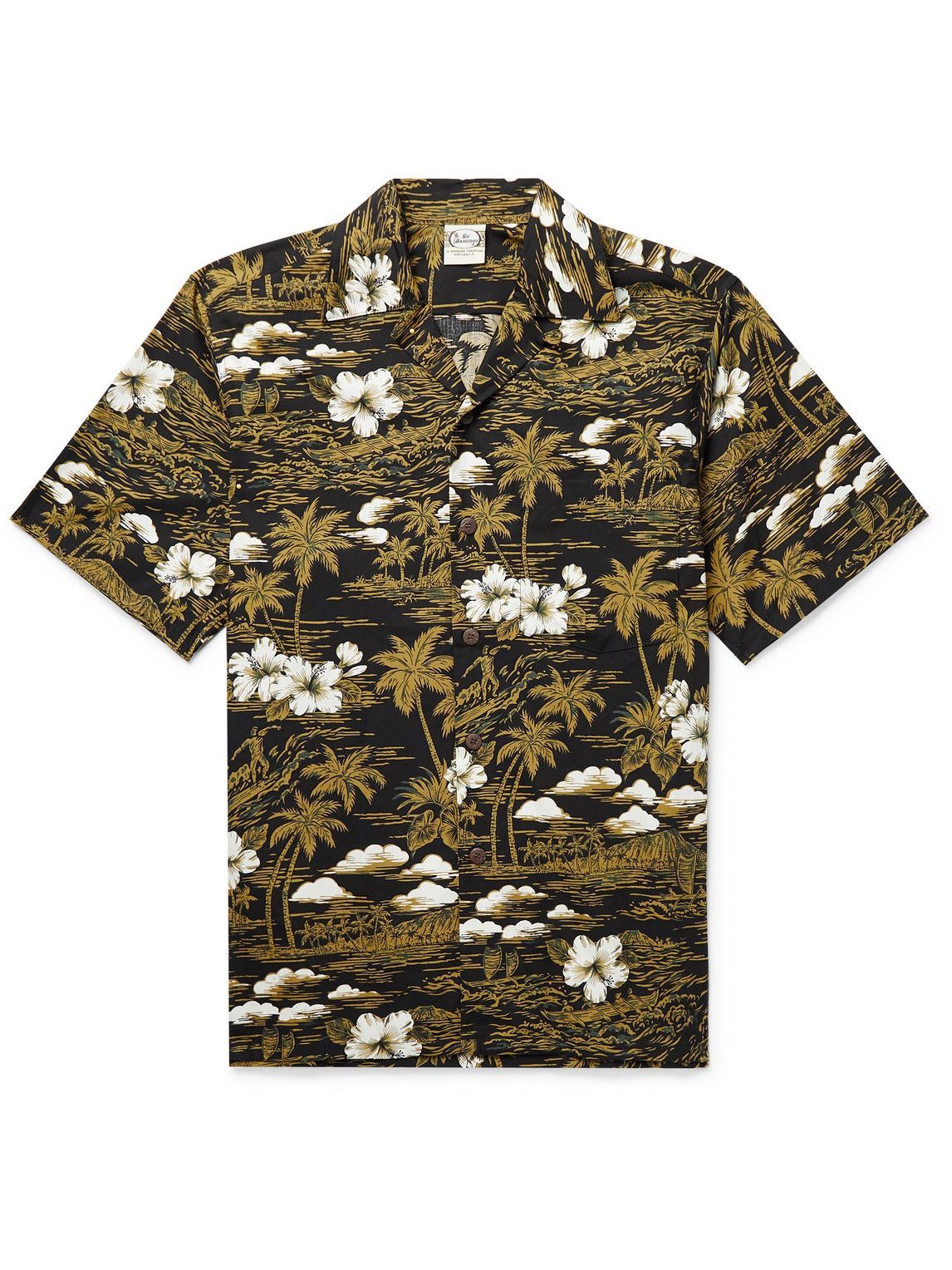 Go Barefoot - Convertible-Collar Printed Cotton Shirt - Black