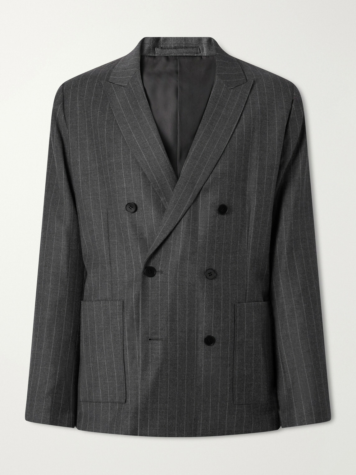 NN07 - Jordin 10052 Pinstripe Double-Breasted Suit Jacket - Gray