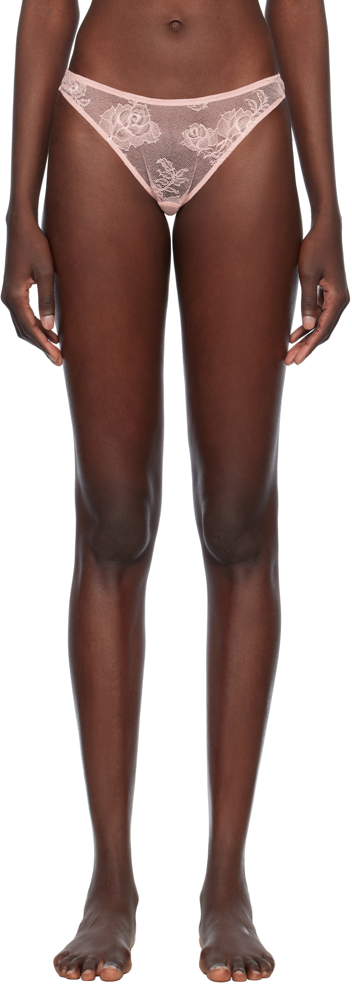 Fleur du Mal Pink Bouquet Lace Cheeky Briefs