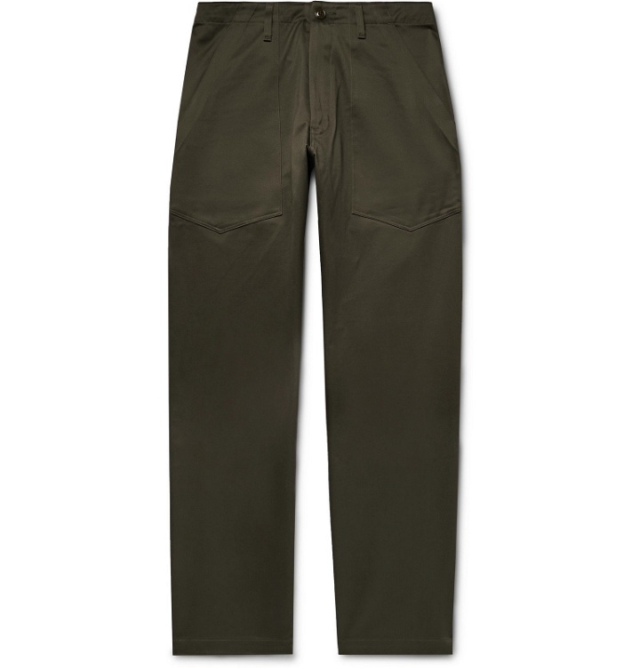 Photo: Monitaly - Tapered Pleated Cotton-Sateen Trousers - Green