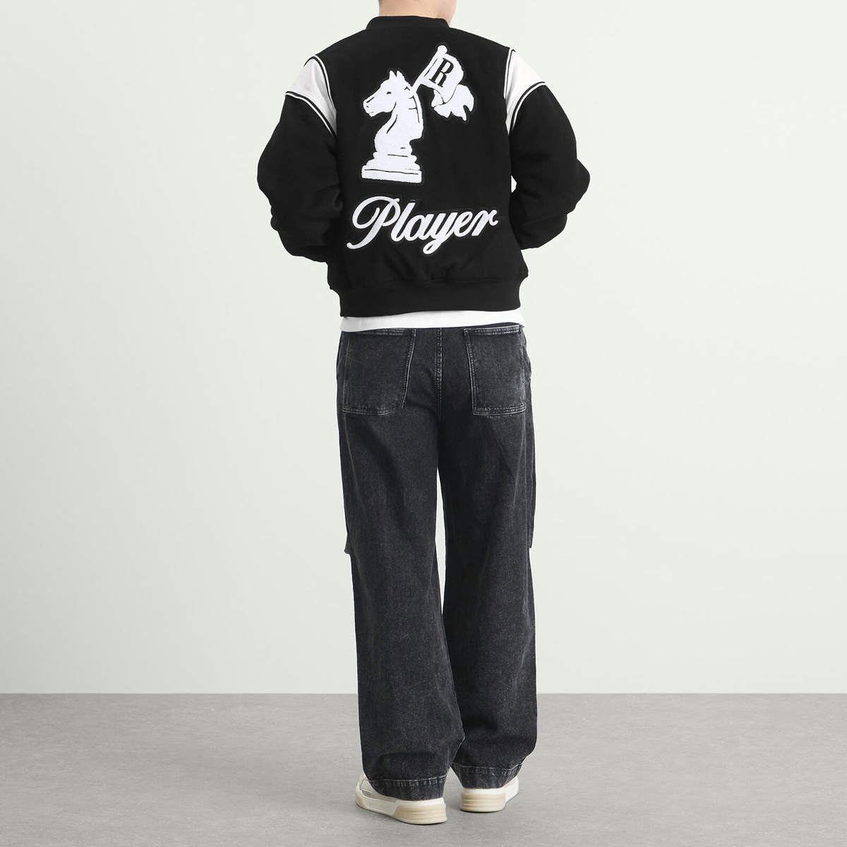 Rhude Men's Regista Bomber Jacket in Black/White/Gold