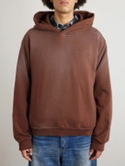 Acne Studios - Franziska Garment-Dyed Distressed Logo-Print Cotton-Blend Jersey Hoodie - Brown