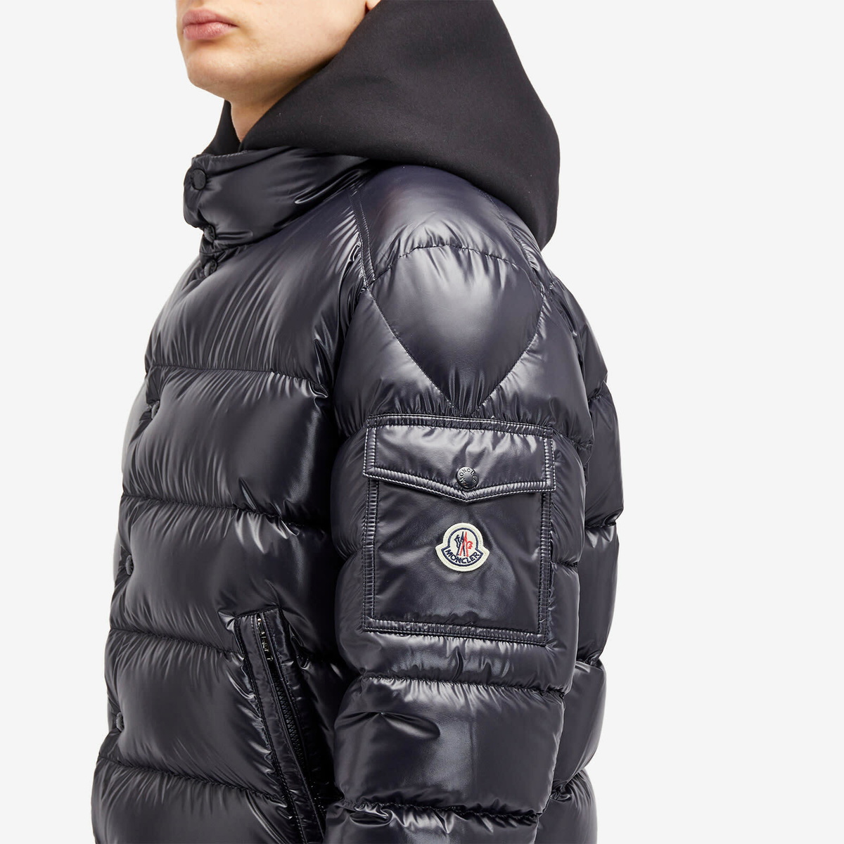Moncler Men's Lule High Shine Padded Jacket in Navy Moncler