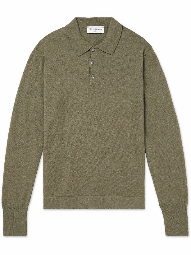 Photo: Officine Générale - Brutus Knitted Polo Shirt - Green