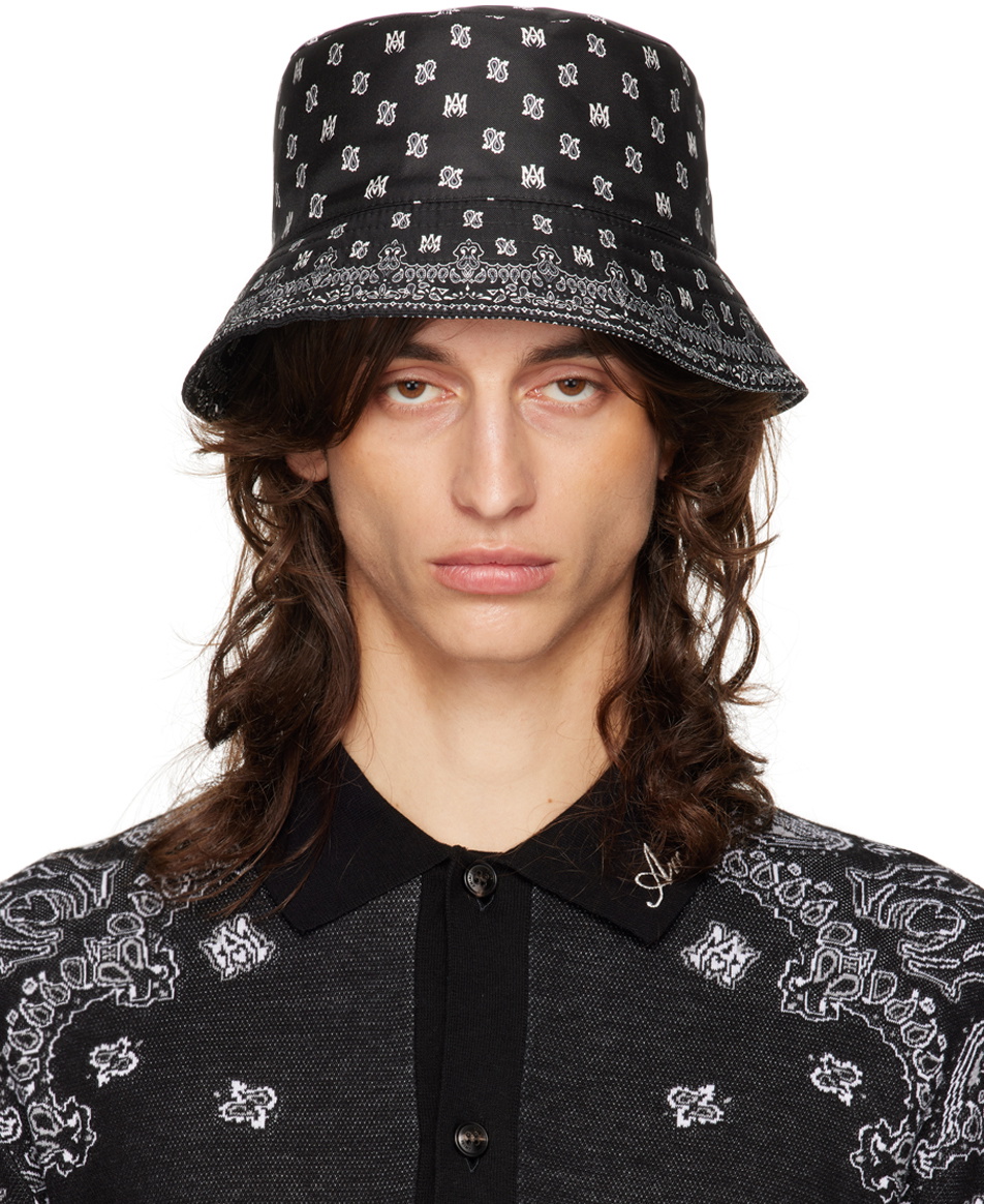 帽子 AMIRI 24AW Paisley Bucket Hat AMIRI Black 'MA' Paisley Bucket Hat Amiri