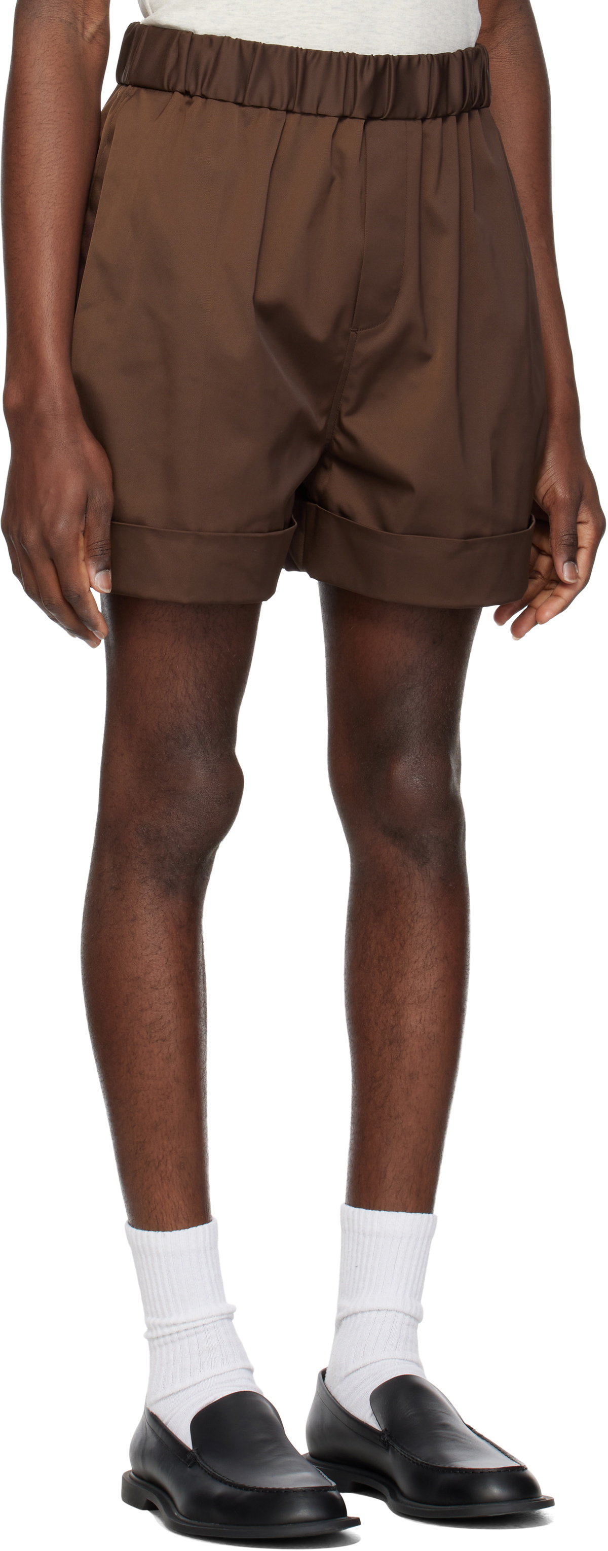RECTO Brown Roll-Up Banding Shorts