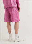 Valentino - Logo-Embossed Metallic Cotton-Blend Jersey Drawstring Bermuda Shorts - Pink