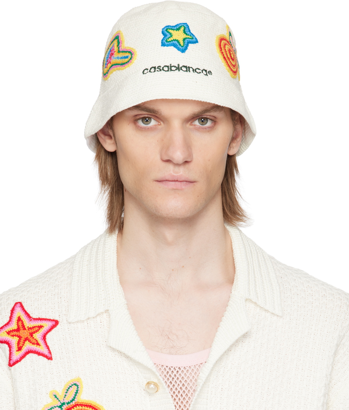 Casablanca White Crochet Bucket Hat Casablanca