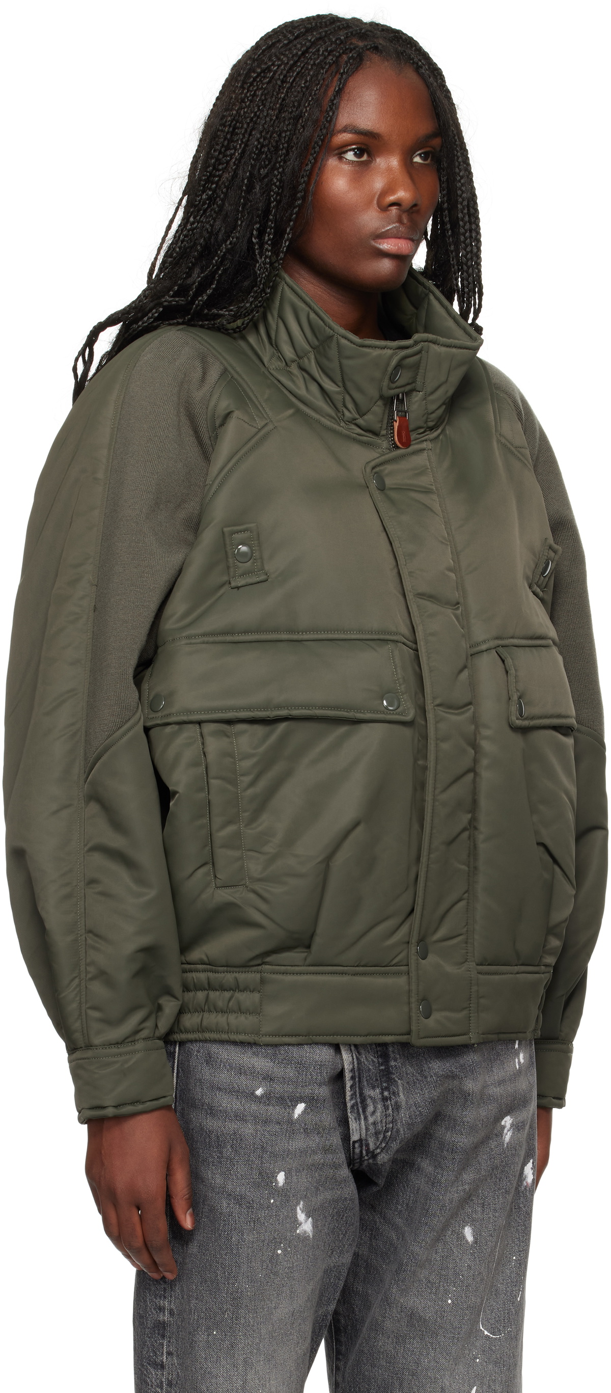 MM 【R13】RIBBED FLIGHT BOMBER JACKET R13 Khaki Ribbed Flight Bomber Jacket R13