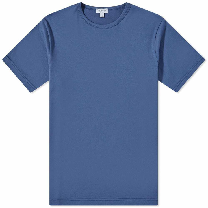 Photo: Sunspel Men's Classic Crew Neck T-Shirt in Atlantic Blue