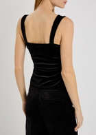 Reformation Trish Ruched Velour top Black