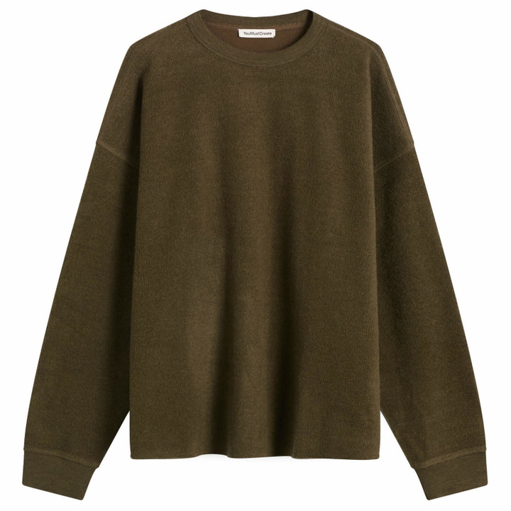 Photo: YMC Men's Studio Wool Blend Sweatshirt in Dark Green
