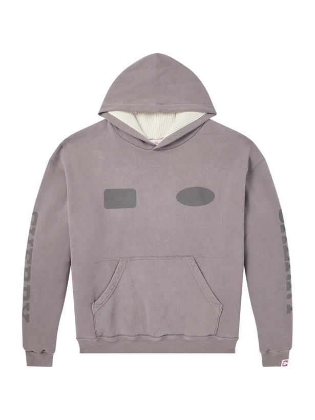 Photo: Cherry Los Angeles - Sun Faded Thermal Cotton-Fleece Hoodie - Gray