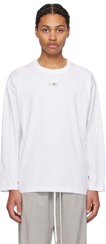 Photo: MM6 Maison Margiela White Numeric Signature Long Sleeve T-Shirt