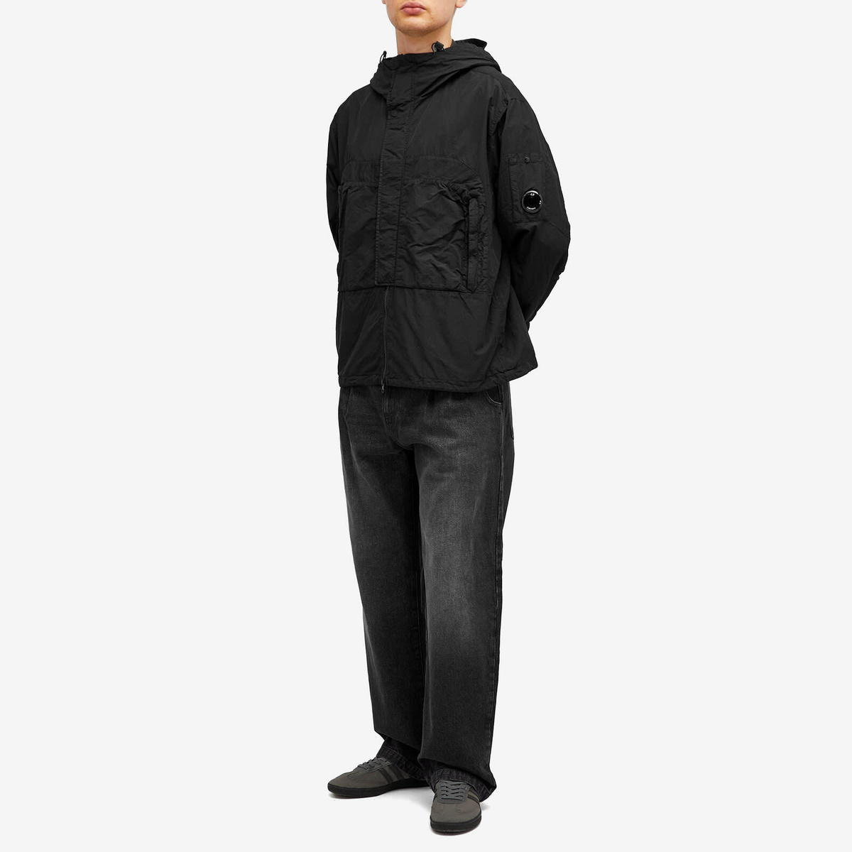 C.P. Company Men's Flatt Nylon Hooded Overshirt in Black C.P. Company
