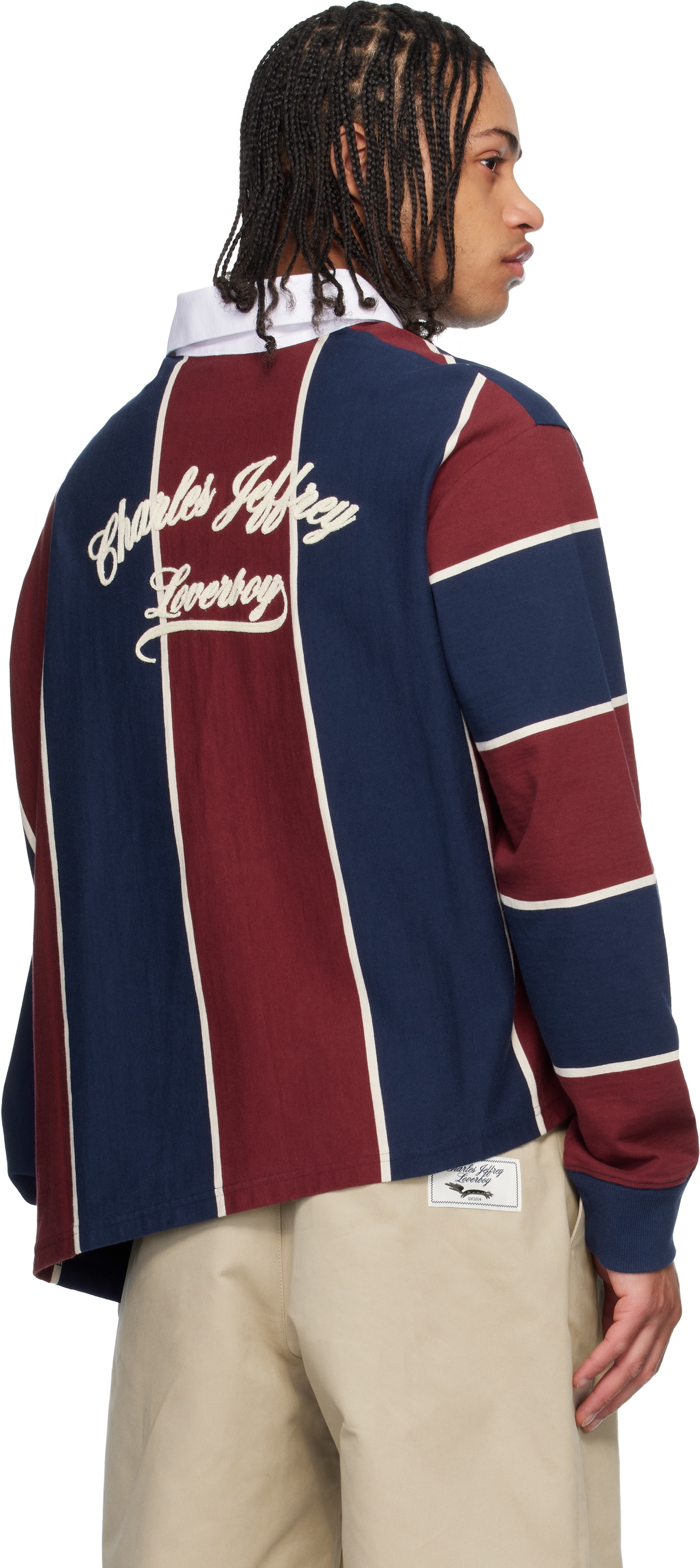 Charles Jeffrey LOVERBOY Blue & Red Warped Polo