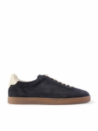 Brunello Cucinelli - Leather-Trimmed Suede Sneakers - Blue