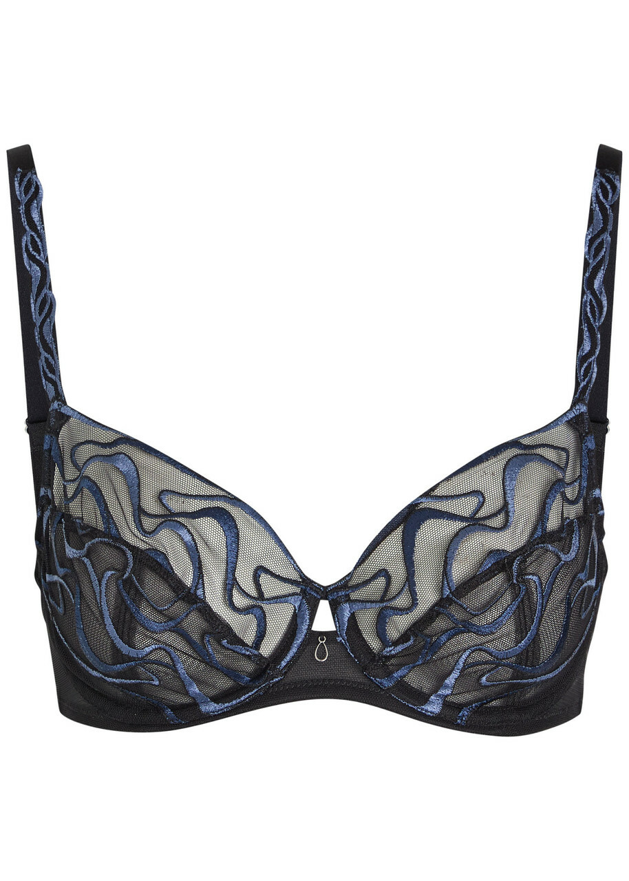 Wacoal Mayumi Embroidered Mesh Underwired bra Navy