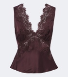 Rixo Emmie lace-trimmed satin top
