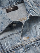 AMIRI - Slim-Fit Distressed Bandana-Print Denim Jacket - Blue