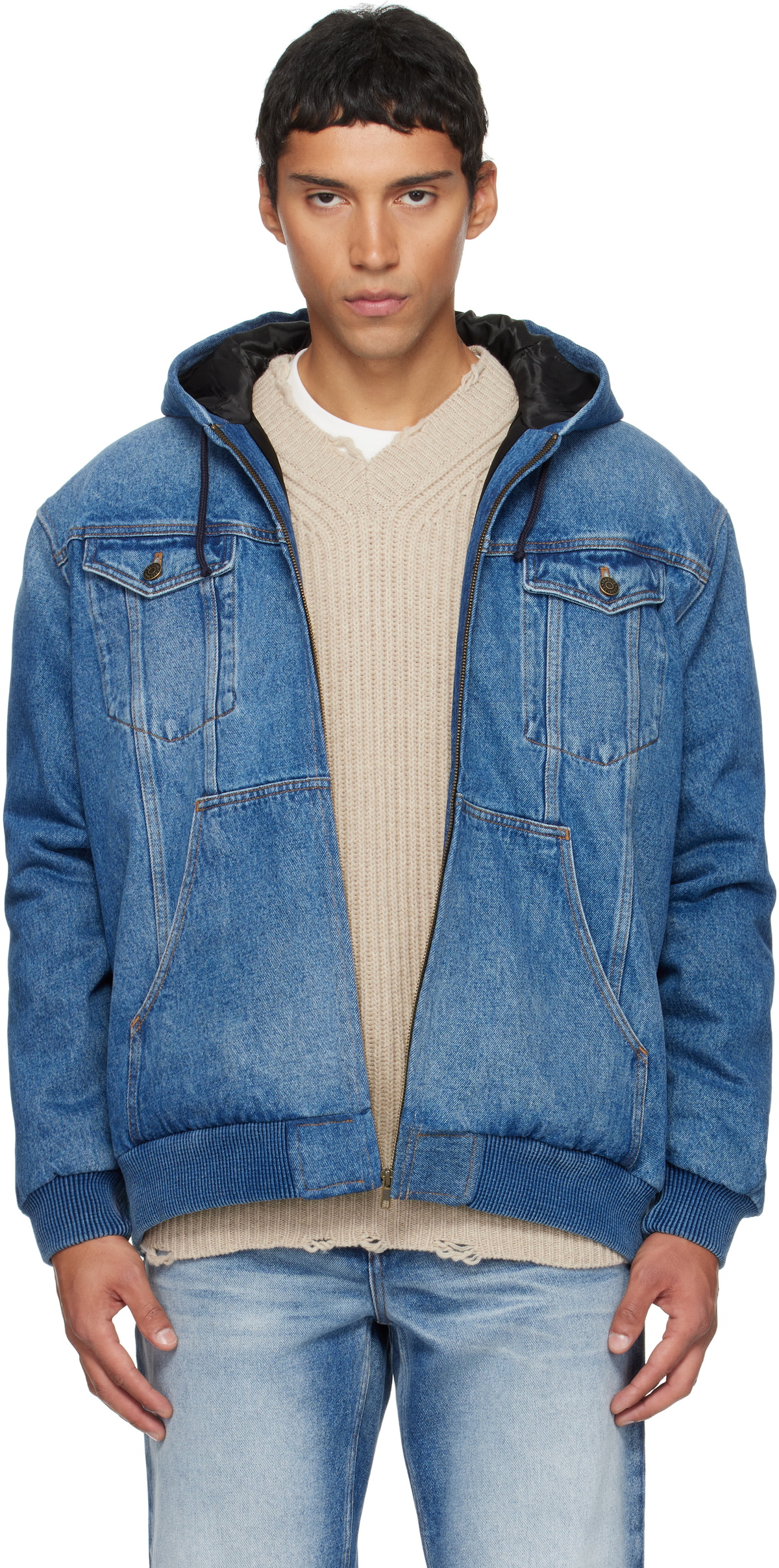 EGONlab Blue Wrapped Denim Jacket EGONlab