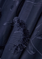 3.1 Phillip Lim Floral-embroidered Fringed Cotton Midi Dress Navy