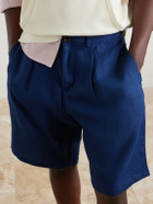 Oliver Spencer - Coney Straight-Leg Pleated Linen Shorts - Blue
