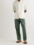 UMIT BENAN B - Wide-Leg Cotton and Silk-Blend Poplin Drawstring Trousers - Green