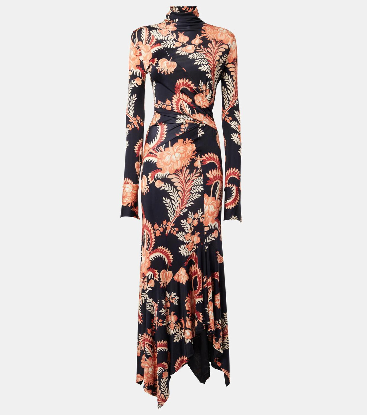 Etro Floral asymmetric jersey midi dress Etro