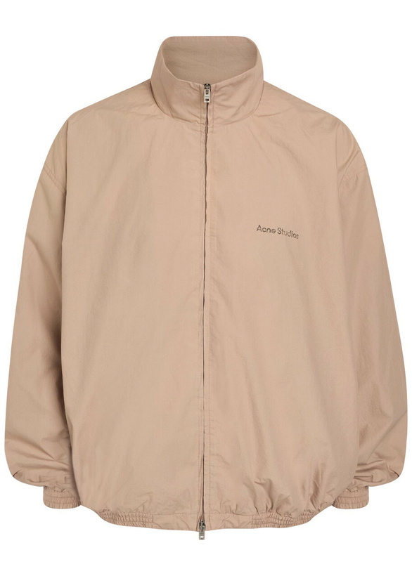 Photo: Acne Studios Logo-print Cotton-poplin Jacket Beige