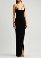 Balmain Crystal-embellished Stretch-knit Gown Black And Silver