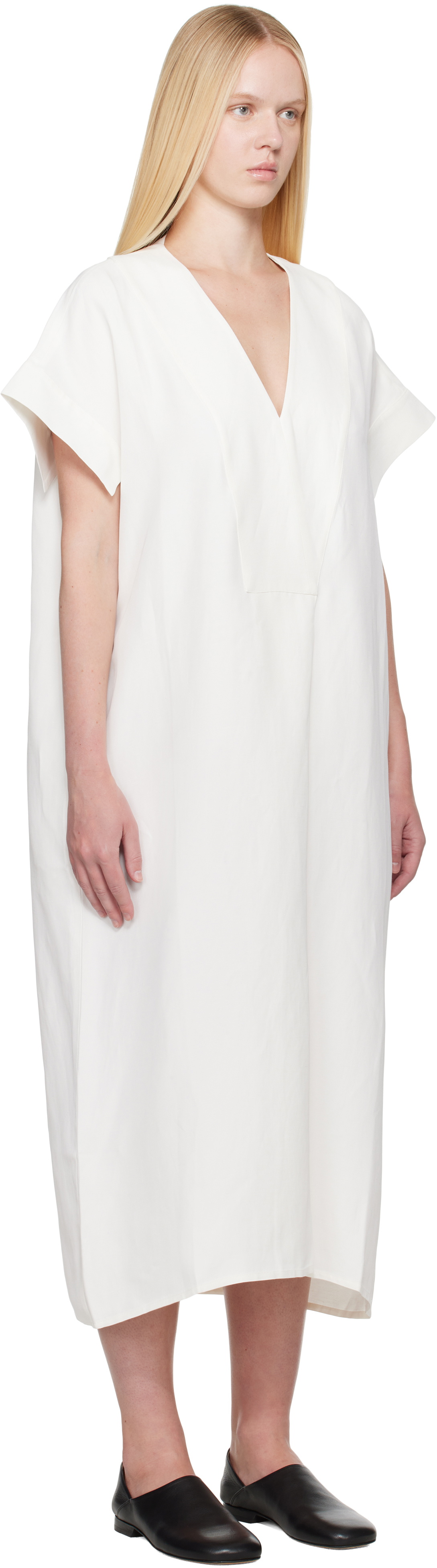Studio Nicholson Off-White Cley Linen Midi Dress
