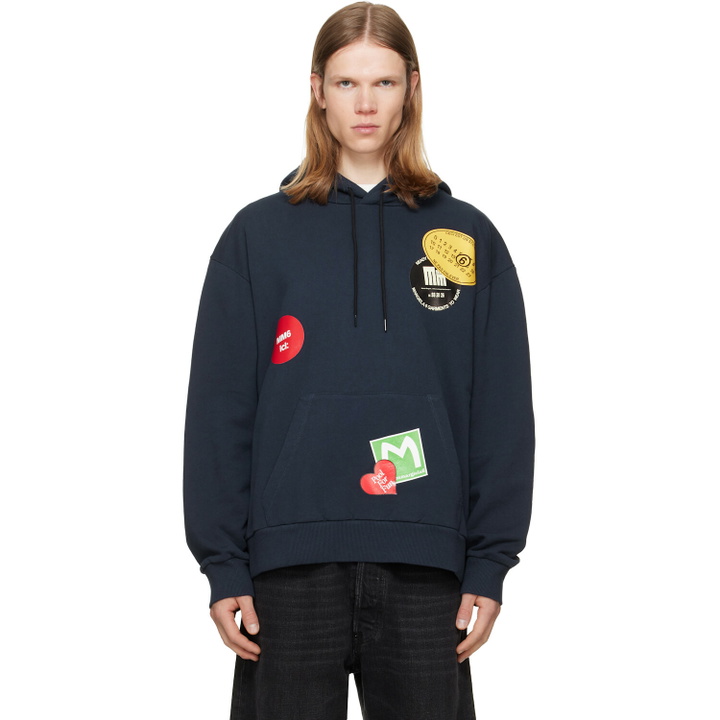 Photo: MM6 Maison Margiela Navy Cotton Hoodie