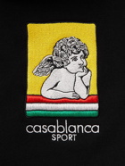 Casablanca - Logo-Appliquéd Organic Cotton-Jersey Hoodie - Black