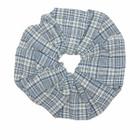 Story mfg. Women's Hand Woven Scrunchie in Indigo Check 